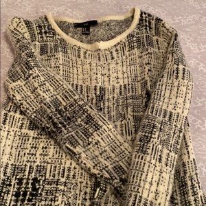 Forever 21 furry black & cream mid thigh cardigan